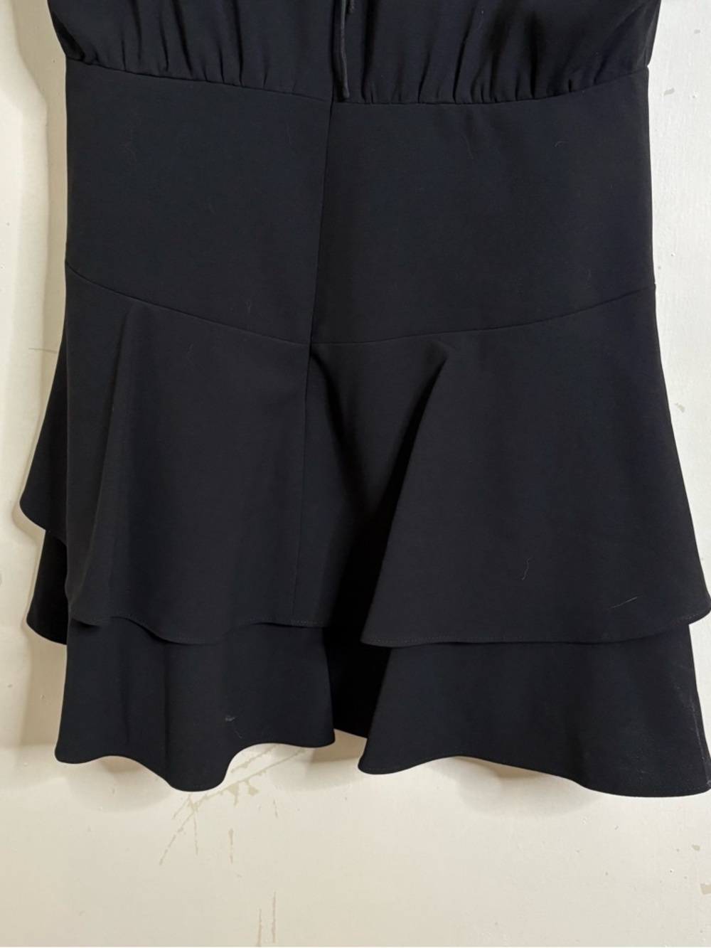Alice + Olivia Black Mini Dress with Layered Ruffle Skirt - Picture 4 of 14